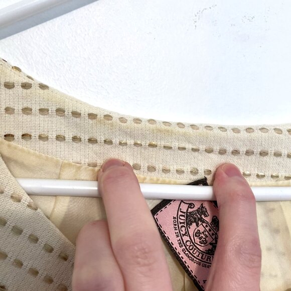 JUICY COUTURE Dash Dress Cream Ivory w/ Beige Nude Gold Embroidered Sheath Dress - Picture 11 of 16